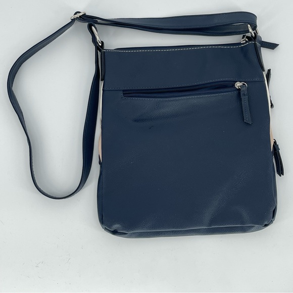 Van Heusen Colorblock Crossbody Bag Navy Blush Cream Multi Zip EUC - Picture 3 of 9